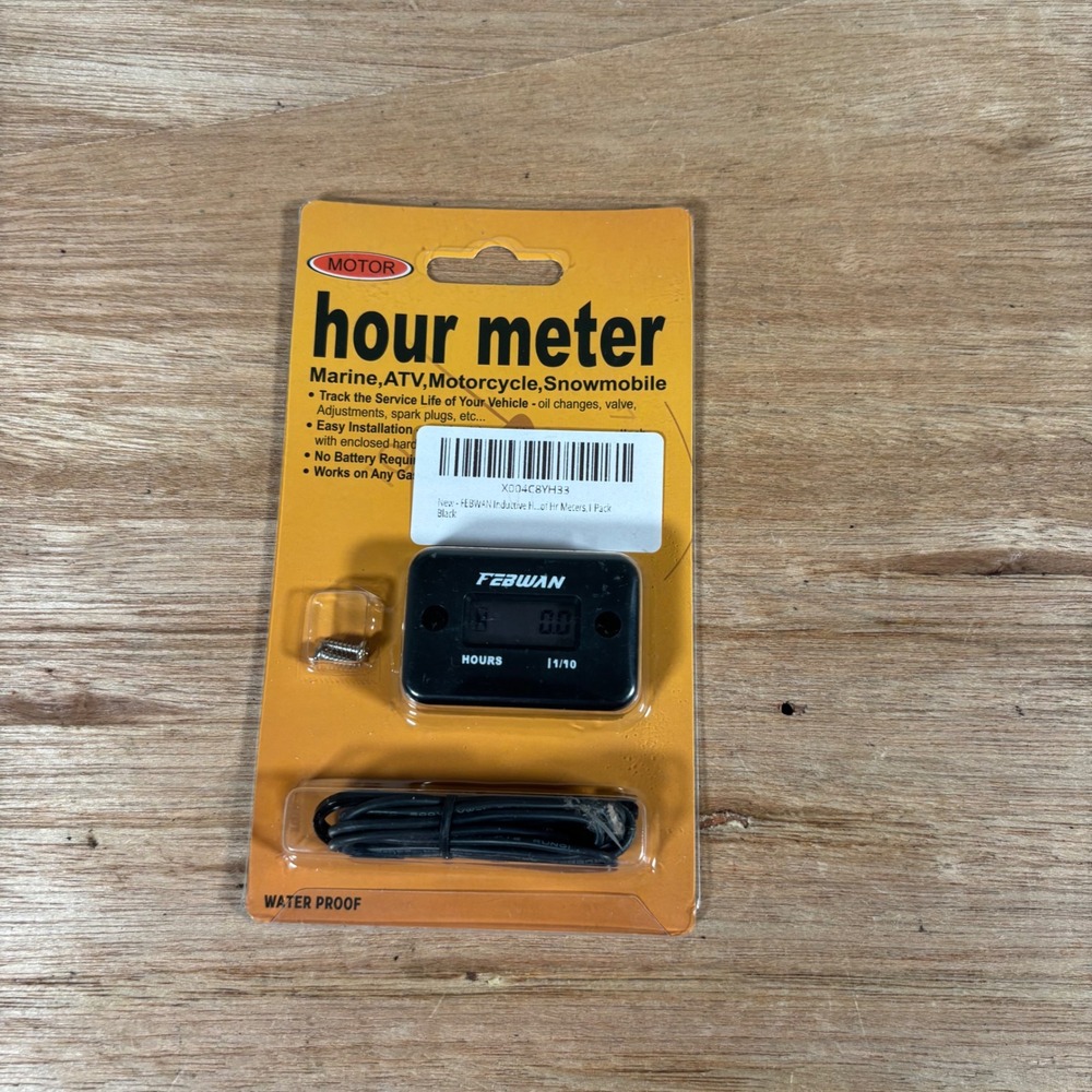 FEBWAN Inductive Hour Meter Waterproof Digital for Motorcycle ATV Snowmobile Gas